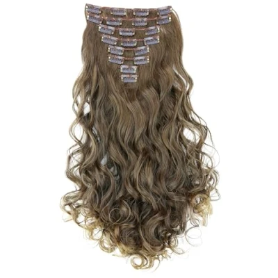 Image of CAISHA XXL 18&quot; 8 Pieces Set Clip In Extensions Hair Extension Hairpiece Voluminous Wavy Brown Mix CES18 1