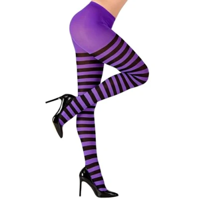 Image of W WIDMANN MILANO Party Fashion Striped Leggings for Women, Dancer, Halloween, Carnival, Theme Parties, 70 DEN