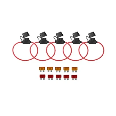 Image of KOLACEN Automotive Car Truck In line 18 Gauge Fuse Holder for Regular Standard Blade Type 5 Pieces + 10 5Apm 10Amp