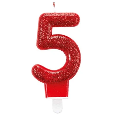 Image of amscan 9900766 Candle num. 5 Glitter