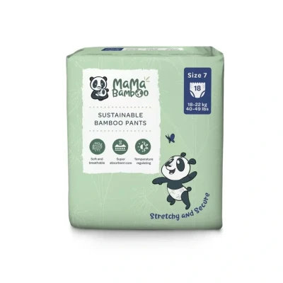 Image of Mama Bamboo Soft Eco Sustainable Nappy Pants (Size 7) Chlorine Free Hypoallergenic (18 pcs per Pack)
