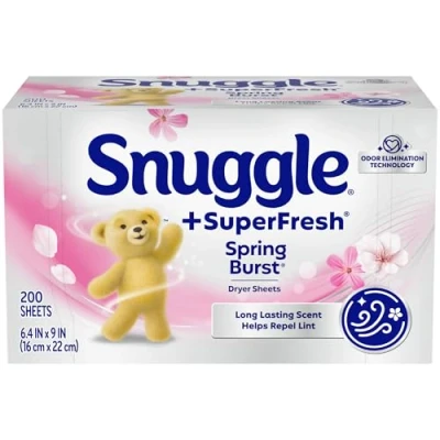 Image of Snuggle Plus SuperFresh Dryer Sheets with Static Control and Odor Eliminating Technology, Spring Burst, 200 Count