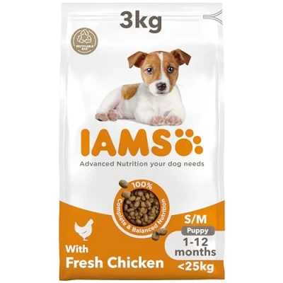 Image of IAMS Complete Dry Dog Food for Puppy Small and Medium Breeds with Chicken 3 kg