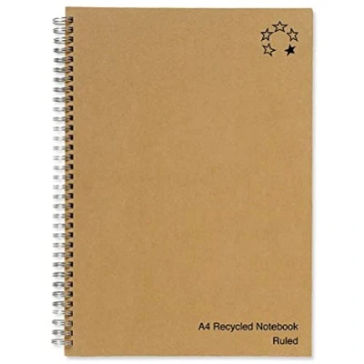 Image of 5 Star Notebook Wirebound Hard Cover Recycled 80gsm A4 Manilla [Pack of 5]