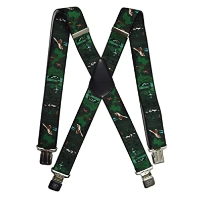 Image of Olata Men&#039;s Adjustable Heavy Duty X Shape Hunting Braces/Suspenders with Embossed Clips 4cm. Duck Shooting Season