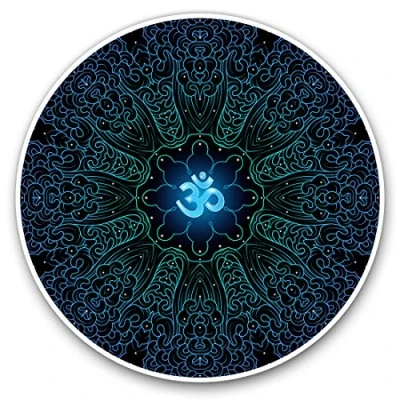 Image of 2 x Heart Stickers 10 cm Black Neon Ohm Symbol Mandala Fun Decals for Laptops,Tablets,Luggage,Scrap Booking,Fridges #15902
