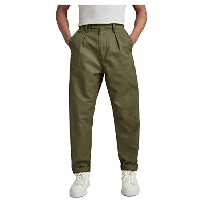 Image of G STAR RAW Men&#039;s Unisex Pleated Chino Relaxed, Green (shadow olive D20147 D190 B230), 31W / 34L
