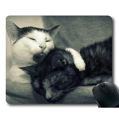 Image of mouse pad,Couple Sleeping Cat Black and White pad,Mouse mat for Computer cat063