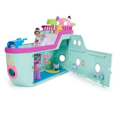 Image of Gabby’s Dollhouse, Gabby Cat Friend Ship, Cruise Ship Toy with 2 Figures, Surprise Toys and Dollhouse Accessories, Kids’ for Girls Boys 3+
