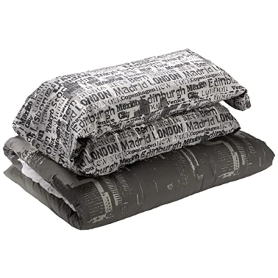 Image of Catherine Lansfield CityScape Duvet Cover + Pillow Case 260 x 240 cm 50 110 2 grey