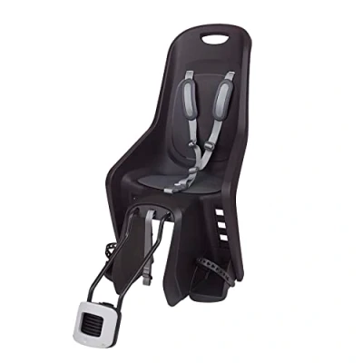 Image of POLISPORT 8406700023 Bubbly Maxi Plus 29&quot; Rear Seat for Bicycle with Wheels from 26 to 29 Inches Suitable Children a Weight of 9 22 kg Frame Anchor in Black/Dark Grey