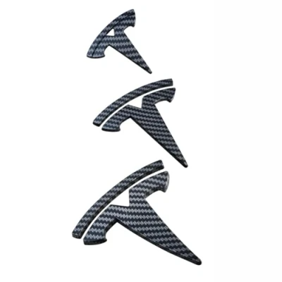 Image of 3D Metal Car Stickers and Decals, Emblem Badge T Logo, For Tesla Model 3, Black,black2