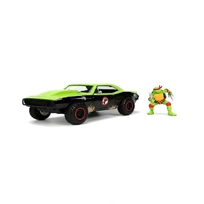 Image of Jada 33386GR 1967 chevy camaro Teenage Mutant Ninja Turtles Collectible Miniature Car, Green/Black