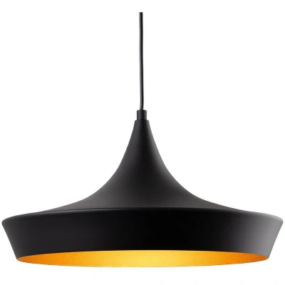 Image of Leo Dome Pendant Light Black with Matt Gold Inside