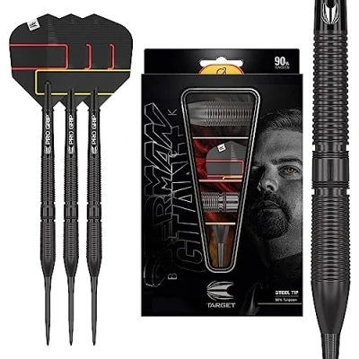 Image of TARGET Darts Gabriel Clemens Black Edition 90% Tungsten Steel Tip Darts, 23G Dart Set, Player Point Professional Set