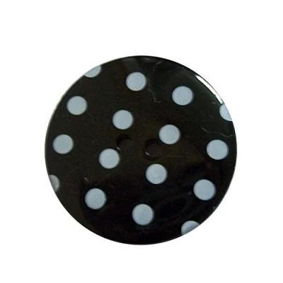 Image of Round Plastic Polka Dot Spot 2 Hole Buttons Pack of 5 (23mm, Black with White)