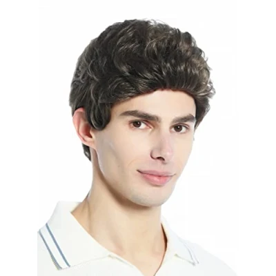 Image of Wig ME UP DW1333A 1 Men Women unisex quiff short slightly waved dense medium brown brunette