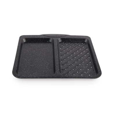 Image of Salter BW12808EU7 Megastone 40 cm Split Baking Tray Non Stick Oven with 2 Compartments for Multipurpose Cooking, Durable Carbon Steel Ovenware, Easy to Clean, Safe Up 220C, PFOA Free