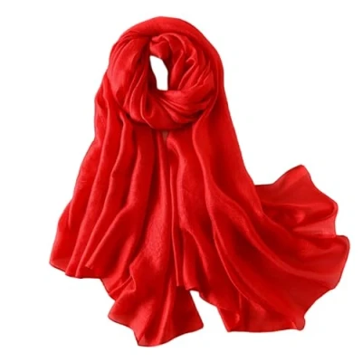 Image of Lina &amp; Lily Shimmer Sheen Scarf Shawl Wrap for Wedding Evening Dress Sheer Lightweight (Red)