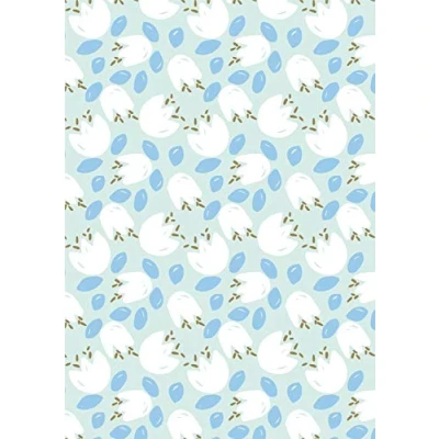 Image of Décopatch Ref FDA845C White &amp; Blue Tulip Pattern Paper Pack Each Sheet 30 x 40cm, of 20 Sheets Best Used With Décopach Glue Varnish,