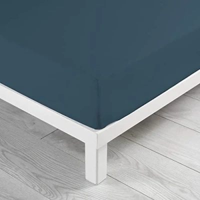 Image of Douceur d&#039;Intérieur Lina Double Fitted Sheet, Cotton, Midnight Blue, Drap Housse 160 x 200 cm