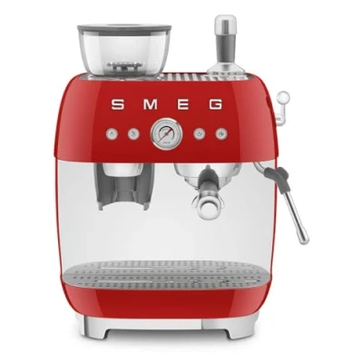 Image of Smeg espresso machine Red 1950s Manual with integrated bean grinder