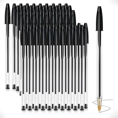 Image of G4GADGET Premium Pack of 50 Black Biro Ballpoint Pens Medium Tip for Fluent, Smooth Writing Professional Quality Home, Office, and School Use