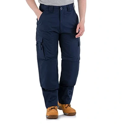 Image of WrightFits Men Falcon Work Trousers Black &amp; Navy Heavy Duty Safety Combat Cargo Pants Knee Pads Pockets Triple Stitched Durable Workwear (30W X 31L, Navy)