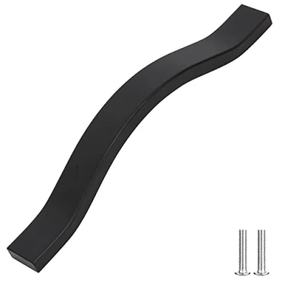 Image of Decoranddecor Bow Pull Handles for Cabinets Cupboards Furnitures Alloy Material (Matt Black, 128mm)