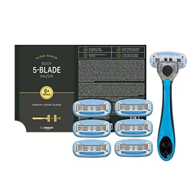 Image of by Amazon Men&#039;s Body &amp; Intimate 5 Blade, 1 Razor with 6 Refills