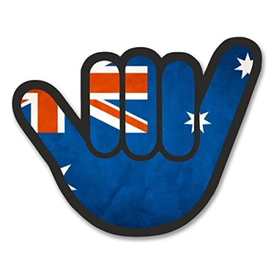 Image of 2 x 10cm Australian Flag Shocker Hand Vinyl Sticker Decal Laptop Australia #6194 (10cm Wide 8cm Tall)