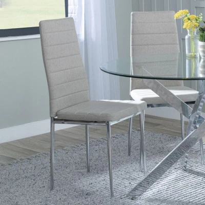 Image of Set of 10 Rovigo Sand Fabric Dining Chair with Chrome Legs