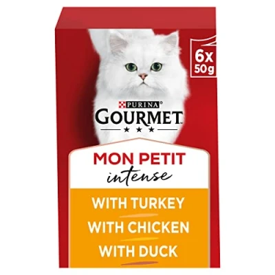 Image of Gourmet Mon Petit Intense Duck, Chicken and Turkey Adult Wet Cat Food 6x50g, Pack of 8
