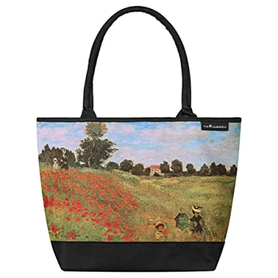 Image of VON LILIENFELD® Tote Bag Shopping Spacious Shopper Lightweight Casual Art Floral Claude Monet Field of Poppies