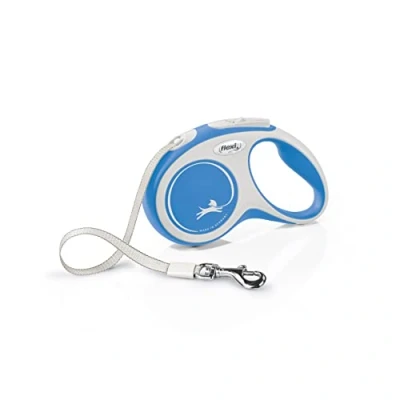 Image of Flexi New Comfort Tape Grey &amp; Blue Small 5m Retractable Dog Leash/Lead for dogs up to 15kgs/33lbs