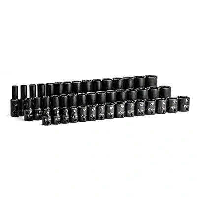 Image of Capri Tools 3/8 in. Drive Shallow, Semi Deep and Impact Socket Set, Metric, 8 to 22 mm, 45 Piece
