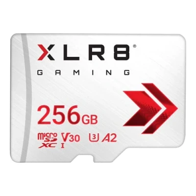Image of PNY XLR8 Gaming 256GB Class 10 U3 V30 A2 microSDXC Flash Memory Card, Read speed up to 100MB/s, Ideal for smartphones, tablets, handheld consoles