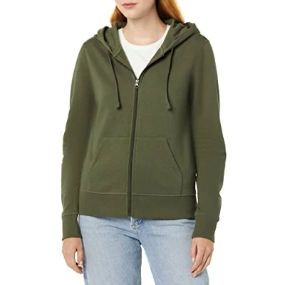 Image of Amazon Essentials Women&#039;s Fleece Full Zip Hoodie (Available in Plus Size), Dark Olive, L