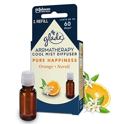 Image of Glade Aromatherapy Essential Oil Diffuser Refill, Cool Mist &amp; Air Freshener for Home, Pure Happiness with Orange Neroli Scent, 17.4ml