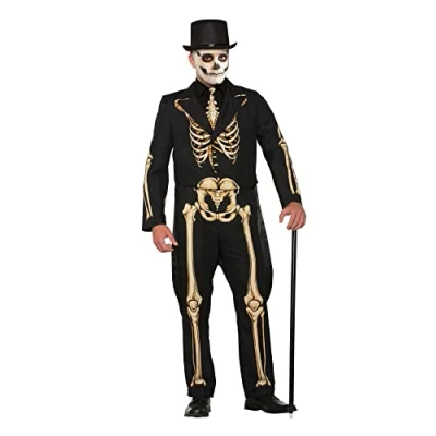 Image of Bristol Novelty AC78253 Skeleton Formal Costume, Mens, Black/Gold