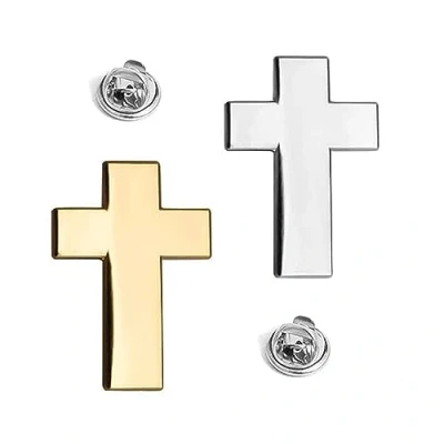 Image of Christian Christ Cross Religious Metal Lapel Pin Badge (Gold)