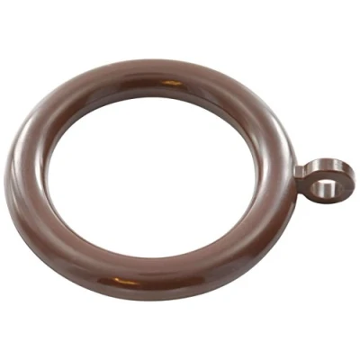 Image of Merriway BH03252 (24 Pcs) Plastic Curtain Drapery Pole Rod Rings with Fixed Eye, Inner Diameter 37mm (1.7/16 inch) Outer 50mm (2 Dark Brown Pack of 24 Pieces