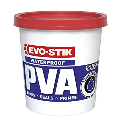 Image of EVO STIK Waterproof PVA, Adhesive, Primer, Sealer and Dustproofer, Conforms to EN 204 D3, Colour: White, Size: 1L