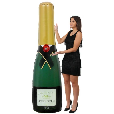Image of I LOVE FANCY DRESS Giant Blow Up Champagne Balloon Bottles 6ft Pack of 1 Party Festival New Years Celebrations Pool Summer 6 Feet/180cm Tall