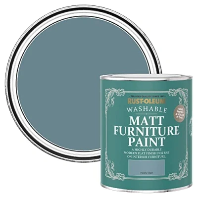 Image of Rust Oleum Blue Furniture Paint in Matt Finish Pacific State 750ml