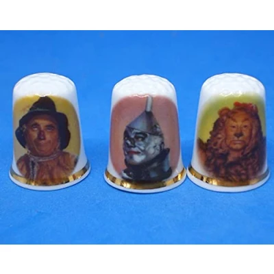 Image of Porcelain China Collectable Thimbles Set of Three Wizard Oz