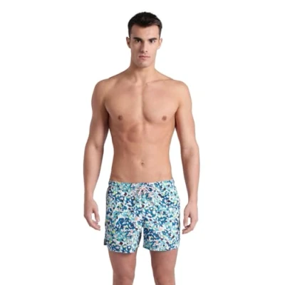 Image of Arena Mens Water Prints Ao Beach Short, White Multi, S EU