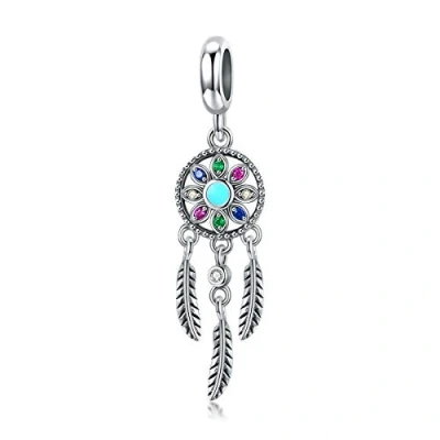 Image of LaMenars Dreamcatcher 925 Sterling Silver Dangle Charm Fits European Bracelets &amp; Necklaces
