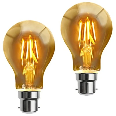 Image of Long Life Lamp Company 2 x Retro Vintage LED 4w Edison Style Filament Bulb Smoked Gold Glass A60 B22 Bayonet