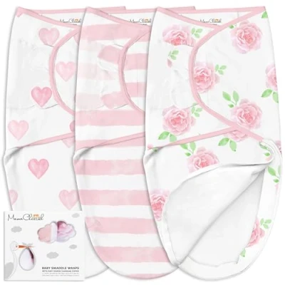 Image of Mama Cheetah Baby Swaddle Sack, Organic Blanket, Newborn Sleep Sacks, Adjustable Infant Wrap, Easy Swaddles for Boy Girl 0 3 Month